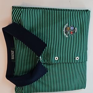 Men's Green Blue Stripes Short Sleeves Wannamoisett Country Club Golf Polo XL